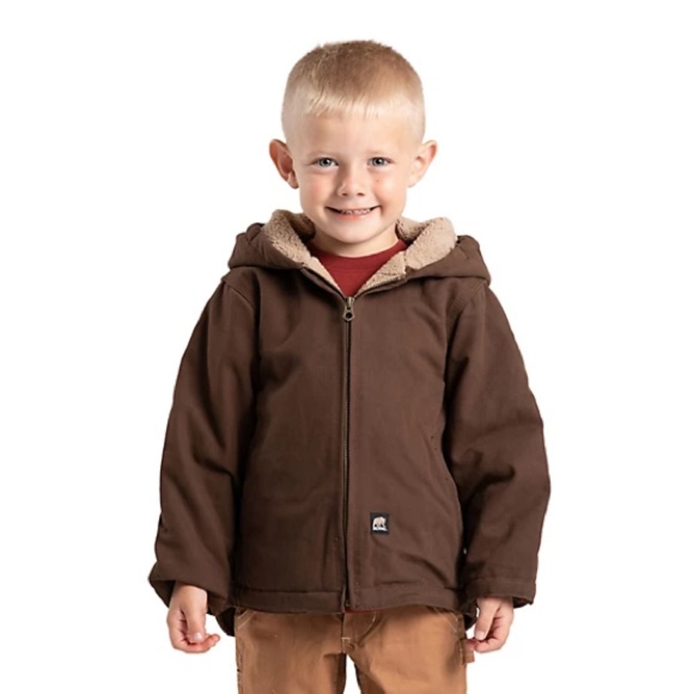 Janie and Jack Brown and Tan Cream Hooded Coat Jacket for Kids 4T 5T